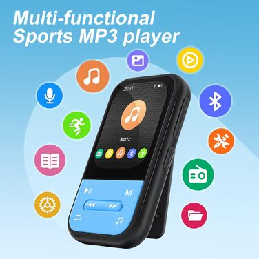MP3-плеєр ZAQE 80GB Bluetooth WiFi Android Spotify MP4 для дітей (Blue)