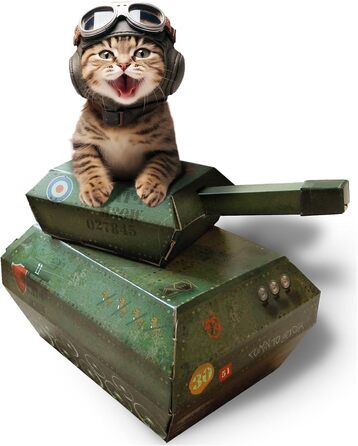 Будиночок для котів Tank від Suck UK: картонний будиночок, іграшка та ліжко для котів, інтерактивна іграшка, оригінальне аксесуар та подарунок для котів, іграшка для дому та вулиці