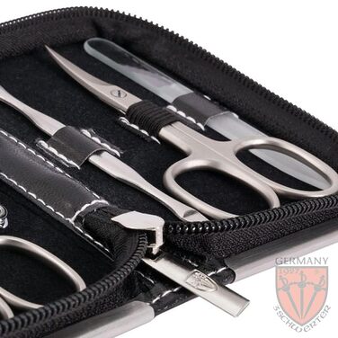 Набір для манікюру та педикюру DREI SCHWERTER 'Ferrara' 6 предметів, Німецька якість, Чорний шкіряний кейс | Манікюрний набір, педикюрний набір, шкіряний кейс