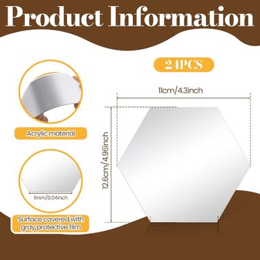 24 шт. Дзеркальні наліпки-плитки, шестикутні, самоклеючі. Дзеркало для стін, акрилове, з клеєм. Фольга-дзеркало, акрил, шестикутник для декору стін вітальні, спальні, ванної кімнати