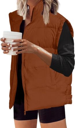 SENSERISE Пухнаста жилетка для собак, великого розміру, стегана, з блискавкою, для верхнього одягу, з кишенями, XL, Dusty Orange