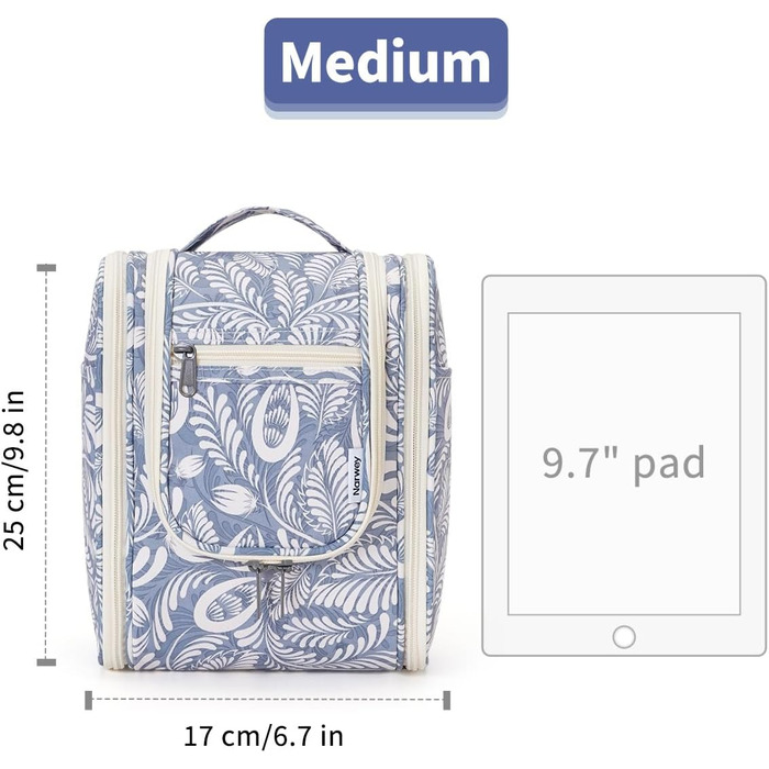 Косметичка для дорослих та дітей Narwey Klein - жіноча та чоловіча сумочка для туалетних аксесуарів (Blaues Blatt (Klein)) A-blaues Blatt S