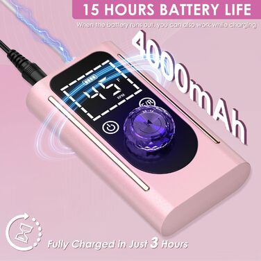 Професійна електрична фрезер для нігтів 45000 RPM, портативна, для манікюру та педикюру, рожева