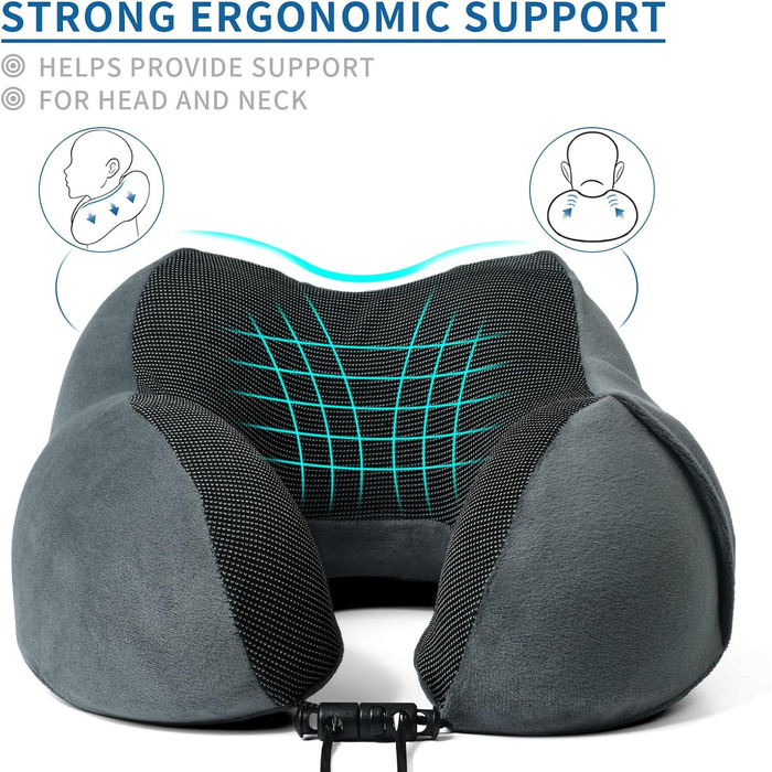 Подушки для шиї SOMLAW 2 шт. Memory Foam, ергономічні, для подорожей, літака, авто, офісу (сірий+рожевий)