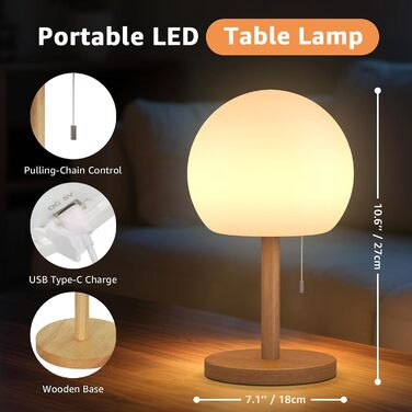 FUYO Бездротова LED-лампа настільна, акумуляторна, диммування, 8 кольорів, з пультом, IP44, для дому, ресторану, вечірки та саду