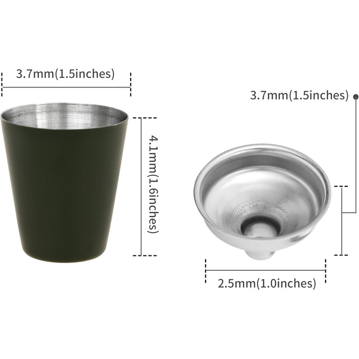 Набір фляга з нержавіючої сталі з келихом та воронкою • Військовий дизайн • Зелений • 9 oz / 265 ml • Для піших прогулянок