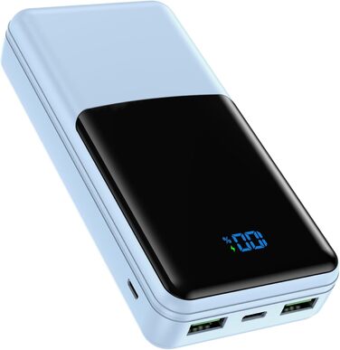 Power Bank Coblob 27000mAh з LED дисплеєм, 3 виходи та 2 входи, USB-C 30W, блакитний