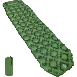Amazon Basics Camping Sleeping Pad - Lightweight, Waterproof, with Foot Pump, 5.6 inch Thick, Olive Green
