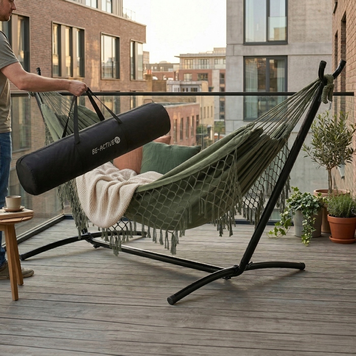 Гамак без стійки BE-ACTIVE PL, зелений, навантаження до 200 кг, 300 x 150 см