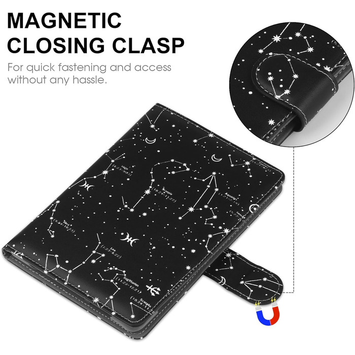 Чохол для Kindle, Kobo, Pocketbook, Tolino, Sony eReader (6.8'') з підставкою, шкіра, Konstellation