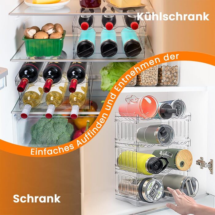 Gracenal Stackable Bottle Rack, Bottle Holder for Kitchen Cabinet, Bottle Organizer, Refrigerator Beverage Organizer, 4 Layers Stanley Cup Accessories for 1.2L Bottles