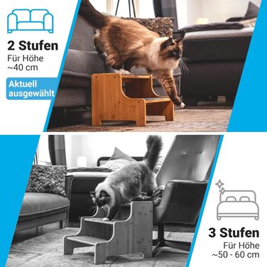 AMAZING dog stairs for small, medium, and large dogs, cats. 3 steps | Pet stairs, for young and old cats | 40 cm high for sofa, bed | Gentle on joints, an alternative to dog ramps (2 wide steps)