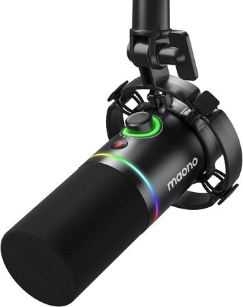 Мікрофон MAONO PD200XS XLR/USB: Набір для стримінгу, запису та геймінгу з RGB підсвіткою, регулюванням гучності та беззвучною кнопкою