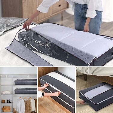 6 штук підліжкова комода, підліжкові ящики для зберігання з флісу, складані мішки для зберігання одягу, підліжкові мішки для зберігання одягу