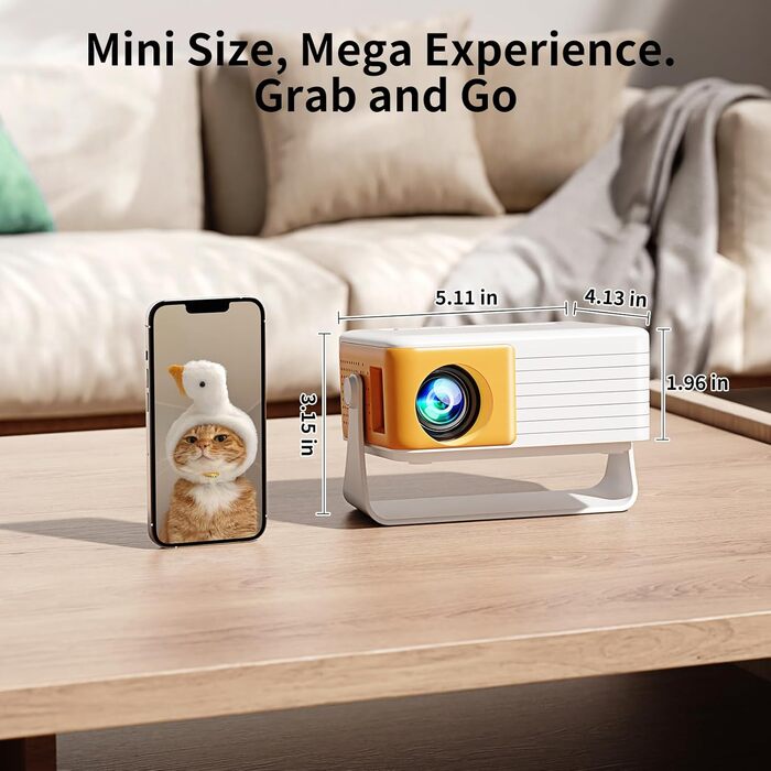 Міні проектор YOTON Y3 1080P: портативний, для домашнього кінотеатру, HDMI/USB/Phone/PS5, жовтий