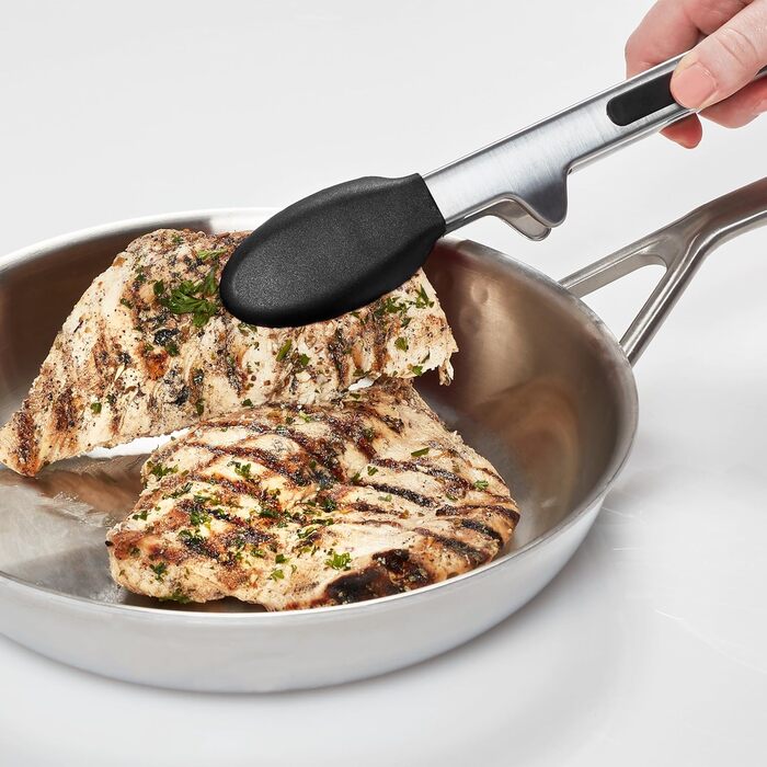 Farberware 5216358 Professional Stainless Steel Kitchen Tongs with Heat-Resistant Nylon, Locking, and Silicone Tips