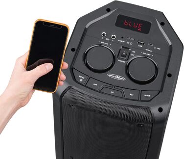 Портативна Bluetooth-колонка Reflexion PS09BT - 500W, Караоке, DJ, LED-підсвітка, Радіо, Мікрофон, Чорний