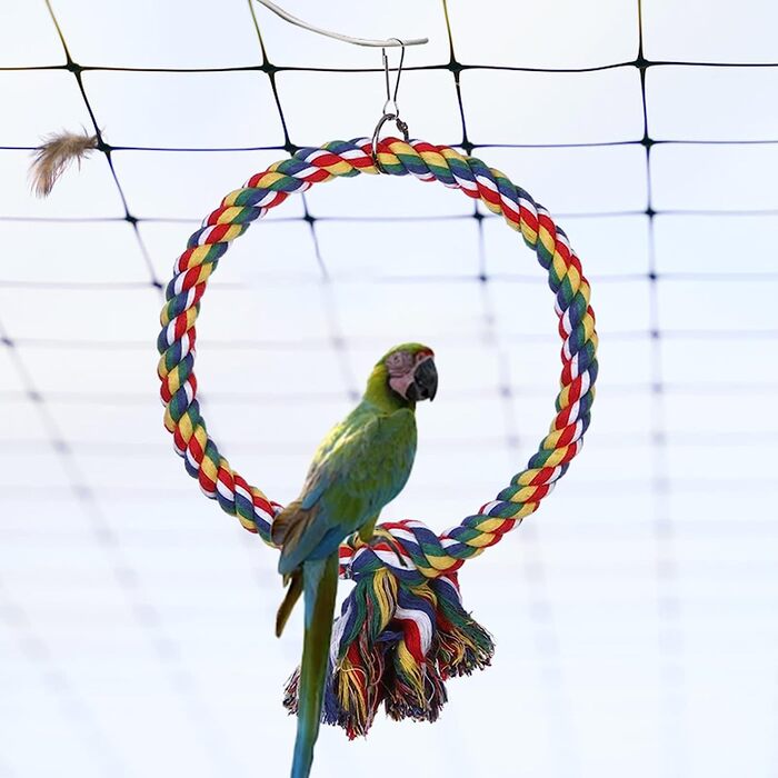 Aedcbaide Bird Toy for Parrots 2 Pack, Bird Parrot Toy Parakeets Hanging Toy Bells Swing 150 cm and 17.8 cm Diameter Bird Swing for Canaries, Cockatiels Hanging