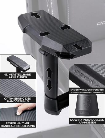 Ігровий крісло Dowinx з тканини - ергономічне крісло для офісу з функцією масажу, підголівником, поперековою подушкою та підставкою для ніг - чорно-біле