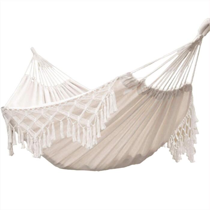 Гамак вуличний подвійний бавовняний бразильський для двох дорослих, білий