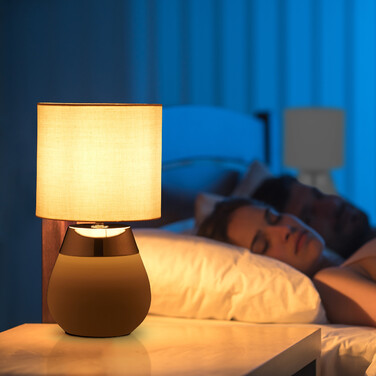 Relaxdays Table Lamp with Fabric Shade, 2-Piece Set