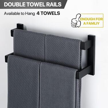 Тримач для рушників SAYAYO: настінний, багаторівневий, для ванної та кухні, 64 см (чорний)