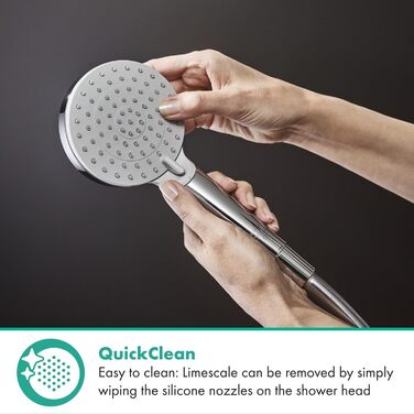 hansgrohe Vernis Blend - Showerhead, Hand Shower with round showerhead (100 mm), showerhead with anti-limescale function, 26270670 (Chrome, 2 water-saving spray patterns)