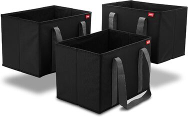 Achilles 3-Piece Set Shopping Basket - Shopping Bags - Storage Boxes - Trunk Bags - Shopping Box - Black - 37x25x25cm