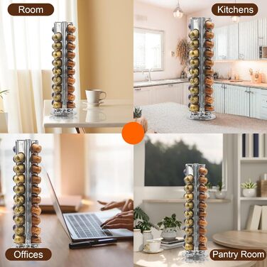 Підставка для капсул Nespresso, обертова, на 40 капсул, срібна