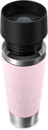 Термокружка Emsa N20220 Travel Mug Classic, 0.5 л, нержавіюча сталь, 6 год гаряча, 12 год холодна, щільна, для подорожей, з невеликим отвором для пиття, пастельно-рожевий колір
