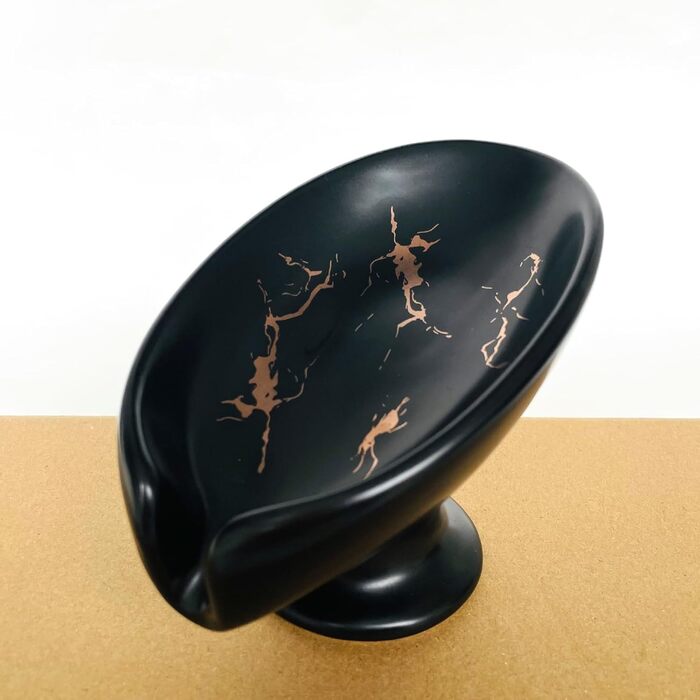 Керамічна мильниця-органайзер для мила, шампуню, чорного кольору, вінтажний дизайн, самостійно витікає