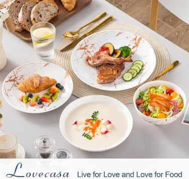 LOVECASA Sweet: Сервіз Porzellan Daphne 32-елементний, з золотим декором, для 8 осіб (білий)