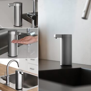 Mamiddle Automatic Soap Dispenser Stainless Steel with Sensor Infrared Soap Dispenser Electric IPX5 Waterproof USB-C Charging with Sensor Infrared Motion Sensor for Kitchen & Bathroom (Brushed Silver)