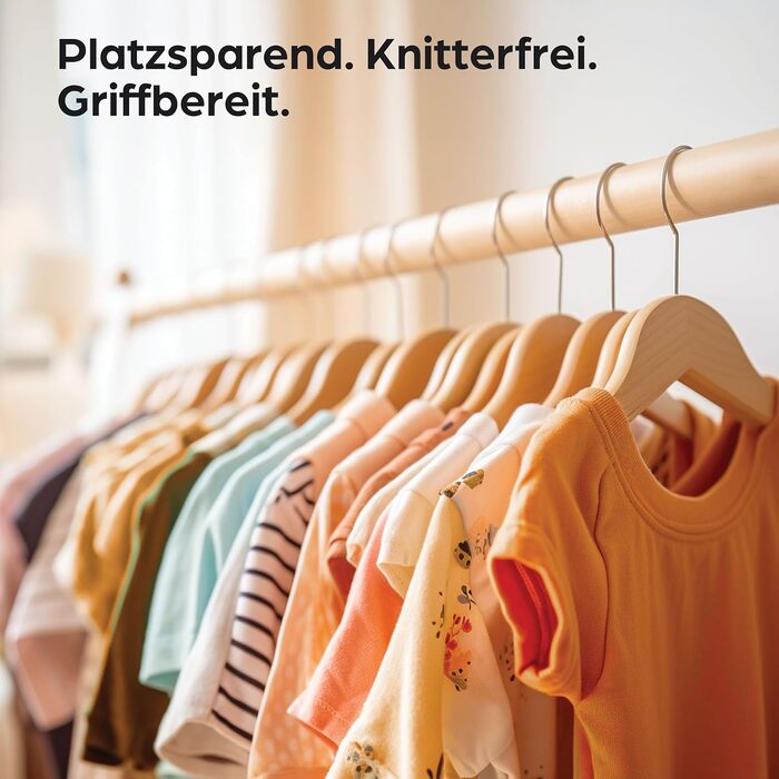 Дерев'яні вішалки для дитячого одягу з гачком, поворотні на 360° - набір 10 шт. - Міцне букове дерево з сертифікацією FSC® - Ідеальний порядок для дитячого одягу