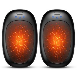 Електричні грілки для рук 2 шт. з підзарядкою, багаторазові, 3 режими нагріву, портативні, для жінок та чоловіків, для відпочинку на природі, кемпінгу, гольфу, полювання, чорного кольору