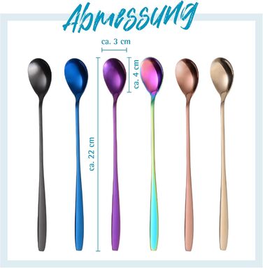 Ложка для Еспресо та Латте Макіато Gräwe з нержавіючої сталі, довга, для кави, десертів та айс-ті, придатна для миття в посудомийній машині, кольори (різнокольорові)