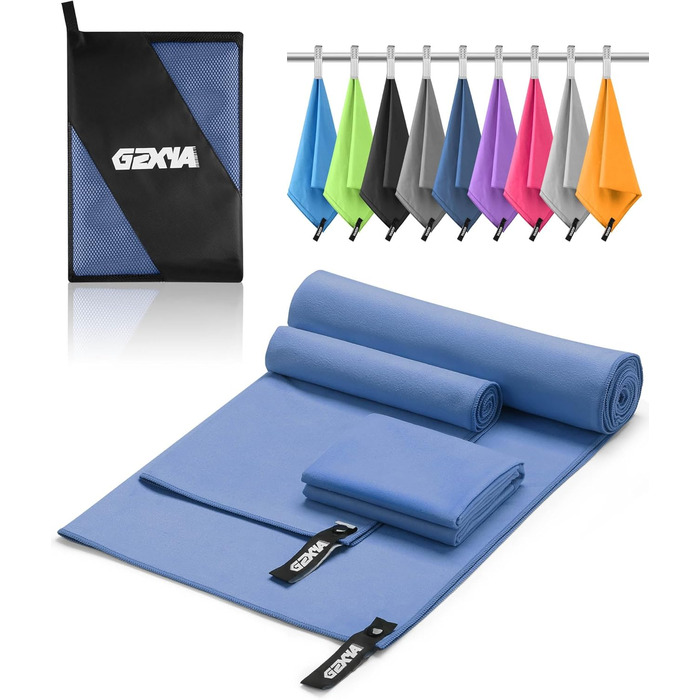 Набір рушників з мікрофібри GZXYA (3 шт.): великий (180x60 см) + 2 маленьких (80x40 см), швидковисихаючі, для спорту та відпочинку