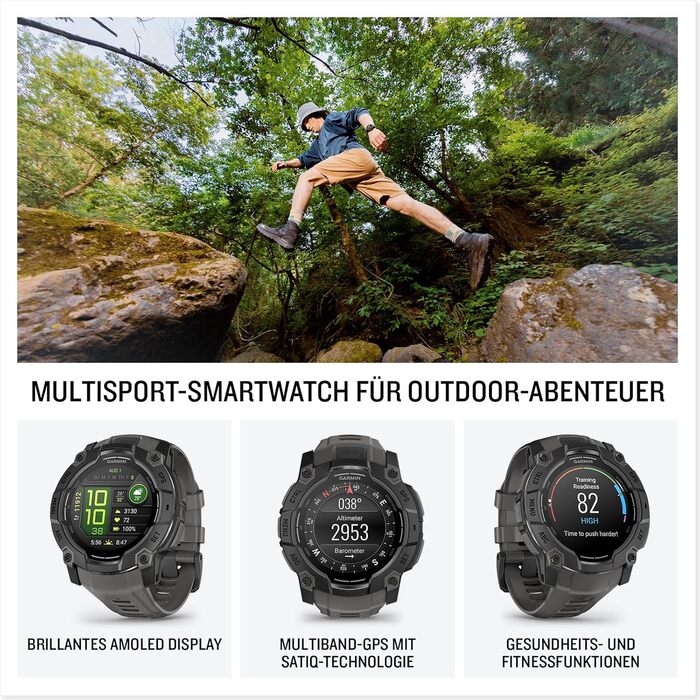 Розумний годинник Garmin Instinct 3 50mm AMOLED – GPS, Multisport, Health Coach, Чорний