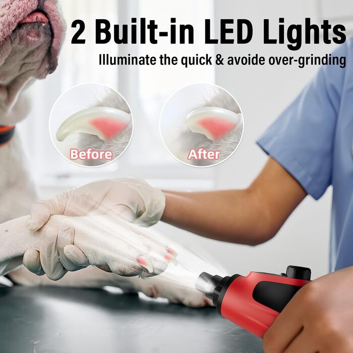 Шліфувальник кігтів для собак Casfuy Smarter Krallenschleifer 6-ступінчатий, з LED-підсвіткою, тихий, перезаряджається, для собак та котів великих, середніх та малих порід