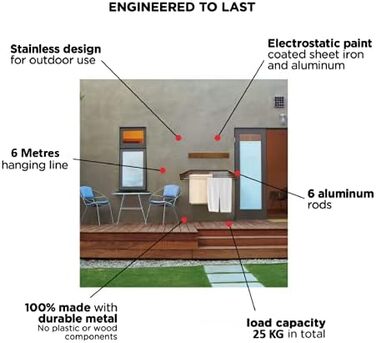 Настінна сушилка для білизни, розкладна, чорна, 100 см