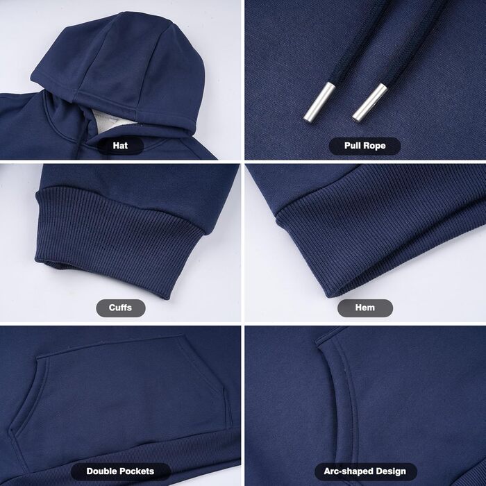 Чоловічий теплий худі з капюшоном (синій, L)