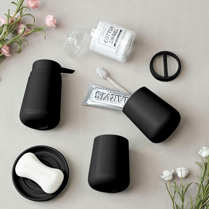 Набір аксесуарів для ванної кімнати IMAVO 4 шт. (Зелений): тримач для зубних щіток, стаканчик, дозатор мила, мильниця