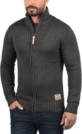 Чоловічий кардиган Soid SDPou з грубого трикотажу з бавовняної суміші, з коміром-стійкою, Regular fit, Back (9000), XXL, Темно-сірий меланж (8288)