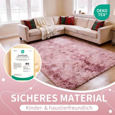 Килим круглий 100 см, миючий, антиковзний, високий ворс, для дитячої кімнати, м'який плюшевий килим (Батік Рожево-ліловий, 160x230 см, прямокутний)