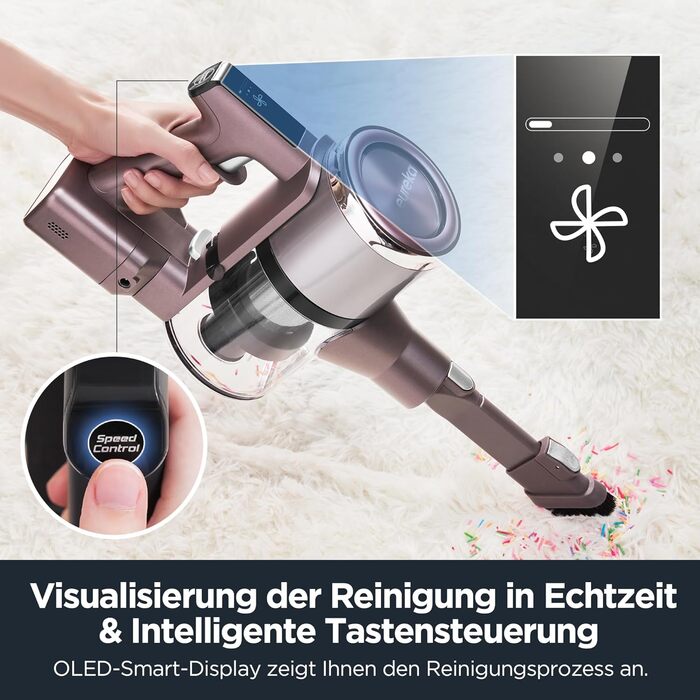 Eureka AK10 Pro Lightweight Cordless Vacuum Cleaner, 29000Pa Powerful Vacuum with 60-Minute Run Time and LED Display, Flex Hose, Stick Vacuum for Pet Hair, Hard Floors, Carpets