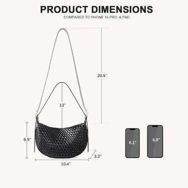 Сумка жіноча BOSTANTEN велика шопер PU шкіра чорна елегантна через плече Hobo Bag (2 шт)