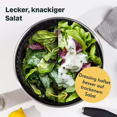 Stainless Steel Salad Spinner 4.5L Large & Non-Slip Bottom - Salad Spinner with Crank Mechanism & Stop Button - BPA-Free & Dishwasher Safe
