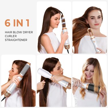 Набір для укладки волосся 7 в 1 OKWRAP Airstyler: фен, плойка, щітка, випрямляч. 110000 об/хв, іонізація, тиха робота. Колір: сірий