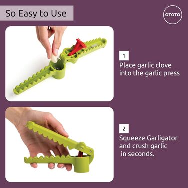 OTOTO Alligator Garlic Press with Ergonomic Handle - Fun Gifts