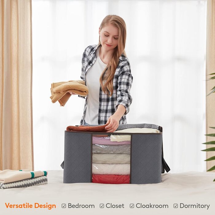 Органайзер для одягу Lifewit (3 шт) - коробки для зберігання з кришкою, сірий (90L)